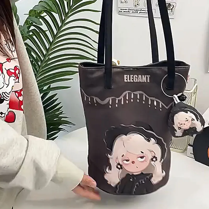 AOSONG Suede Tech Fabric Bucket Bags Shoulder Bags Regular Unisex Elegant And Charming Black-5
