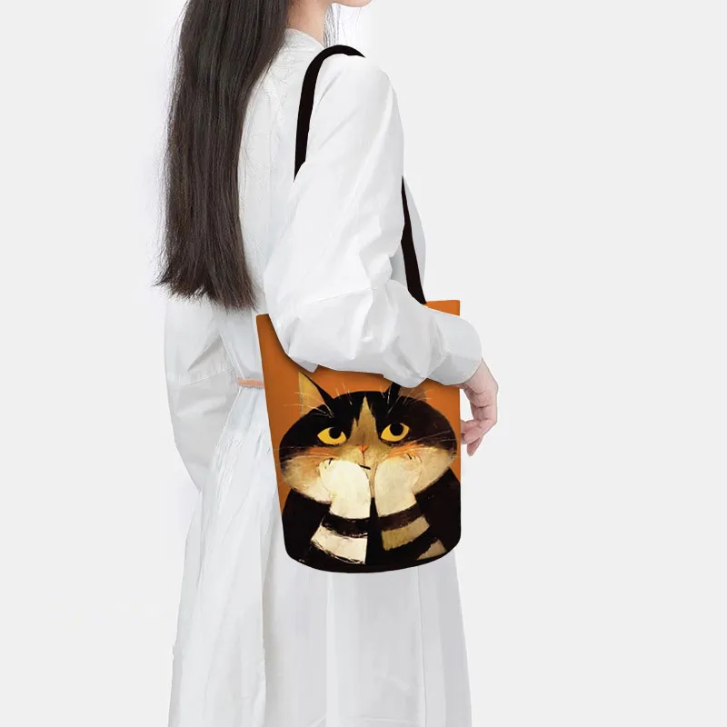 AOSONG Suede Tech Fabric Shoulder Bag Unisex Black/Orange-1