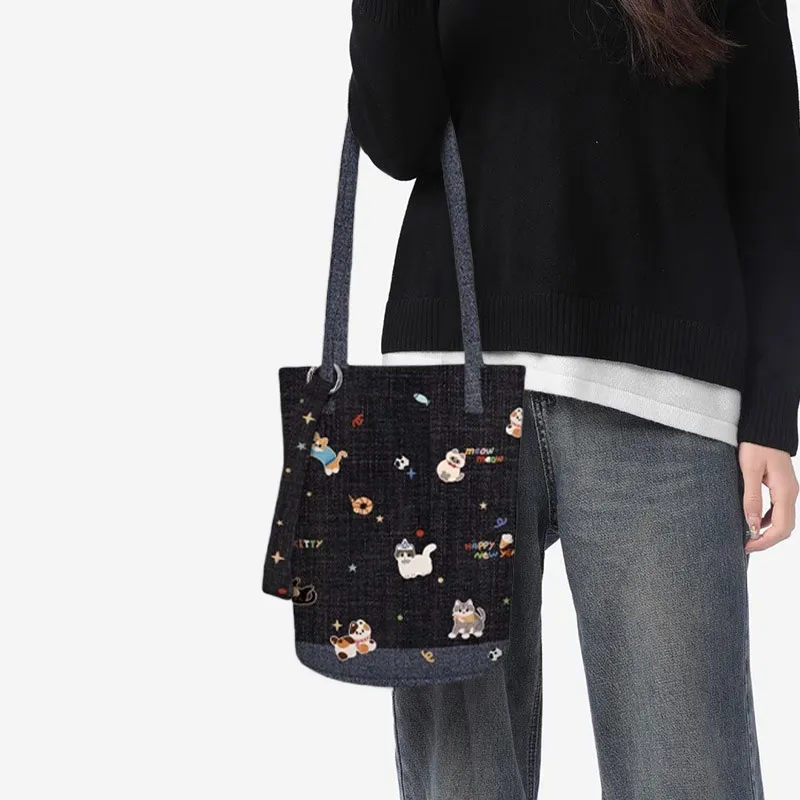 AOSONG Suede Technology Fabric Crossbody Bag, Shoulder Bag Women's Black-1