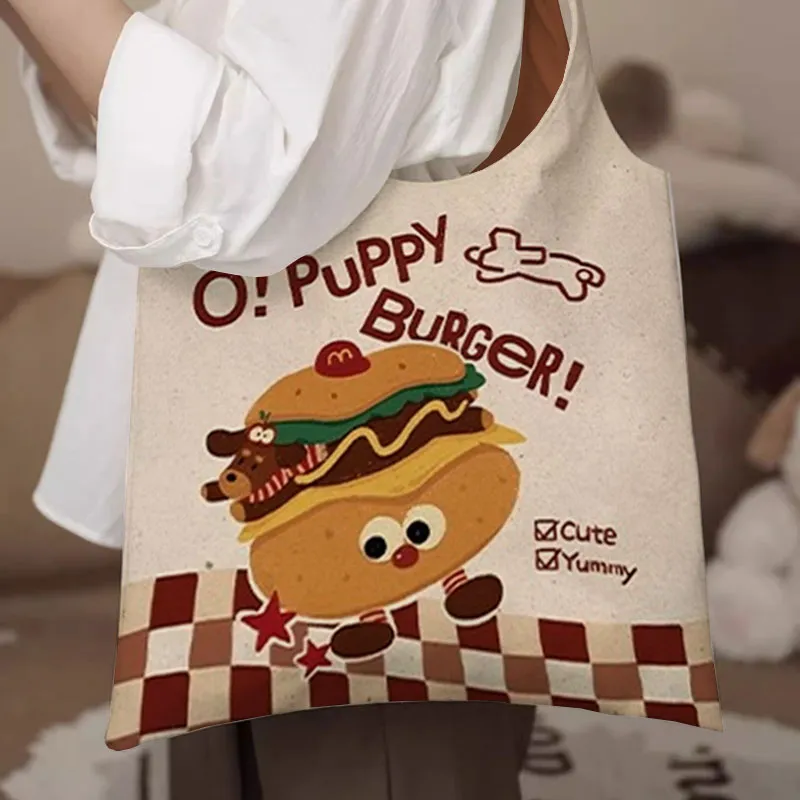 AOSONG Suede Tech Fabric Shoulder Bag Unisex Hamburger Dog-1
