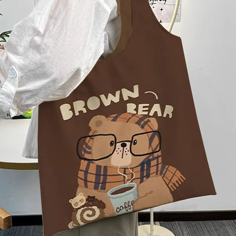 AOSONG Suede Tech Fabric Shoulder Bag Regular Unisex Warm Bear-2