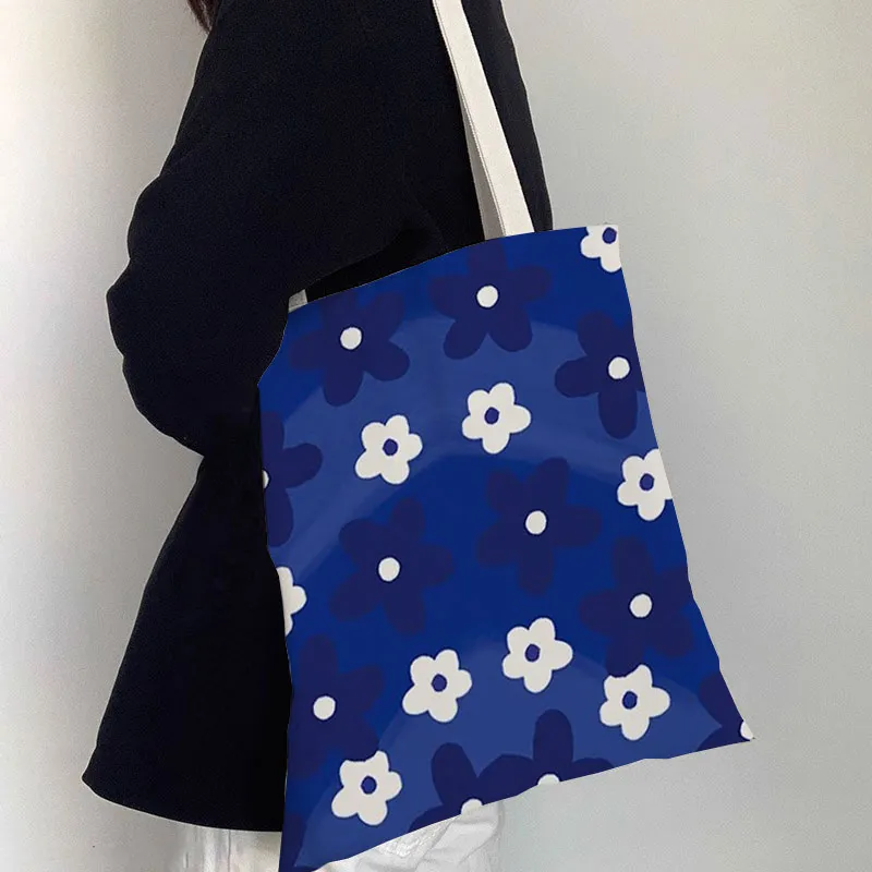 AOSONG Canvas Bag, Tote Handbag Small Medium Large Size Unisex Klein Blue-7