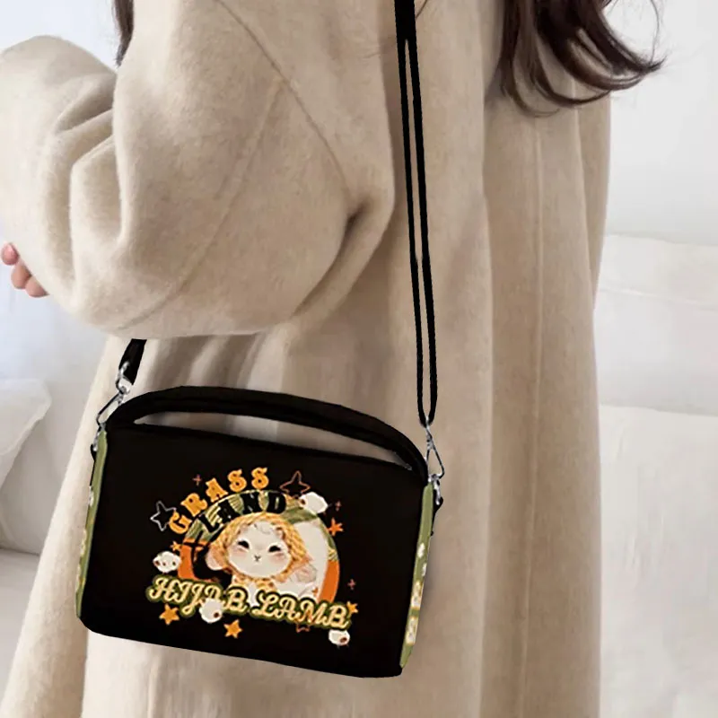 AOSONG Suede Tech Fabric Crossbody Bag Regular Unisex Black/Green/Orange-2