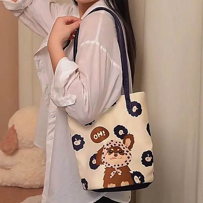 AOSONG Suede Tech Fabric Bucket Bags Shoulder Bags Women's Polka Dot Sausage-4