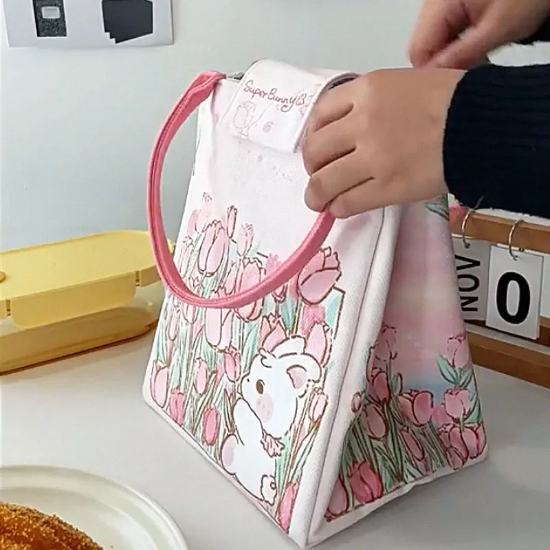 AOSONG Suede Tech Fabric Handbag Regular Women's A Sea Of Tulip Flowers-2