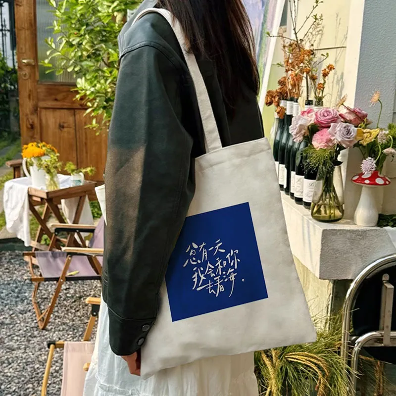 AOSONG Canvas Bag, Tote Handbag Small Medium Large Size Unisex Klein Blue-52