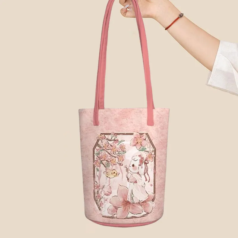 AOSONG Suede Tech Fabric Shoulder Bag Unisex Pink-2