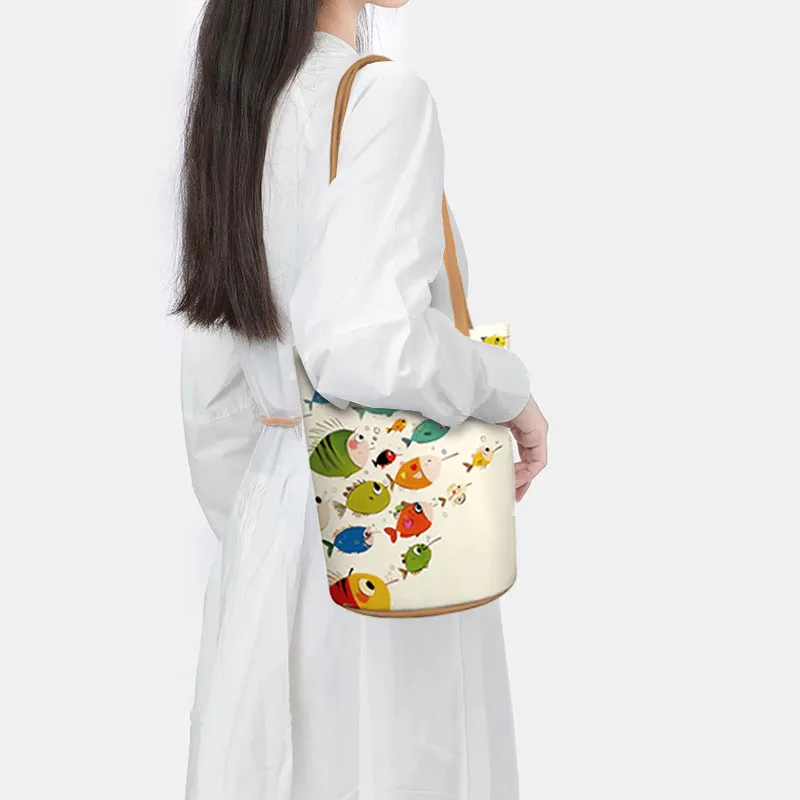 AOSONG Suede Tech Fabric Bucket Bags Shoulder Bags Women's Fish Flapping-1