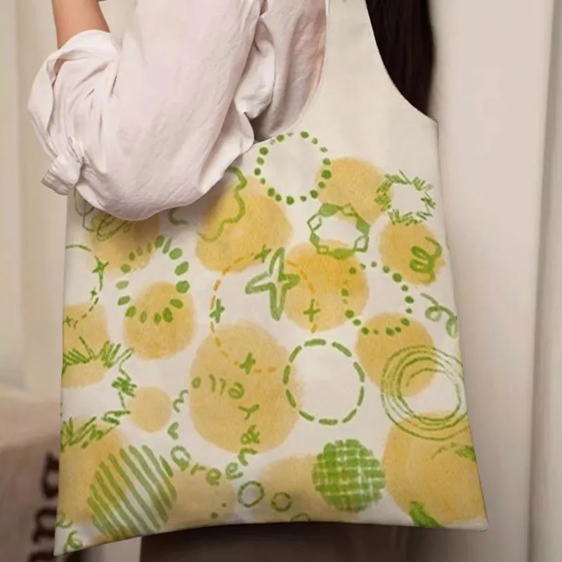 AOSONG Canvas Canvas Bag Shoulder Bags Regular Unisex Yellow Green-3