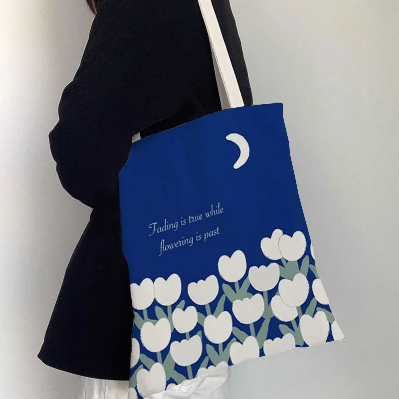 AOSONG Canvas Bag, Tote Handbag Small Medium Large Size Unisex Klein Blue-2