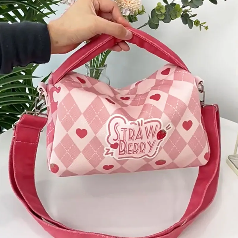 AOSONG Suede Tech Fabric Shoulder Bag Crossbody Bag Handbag Women's Spring Strawberry-1