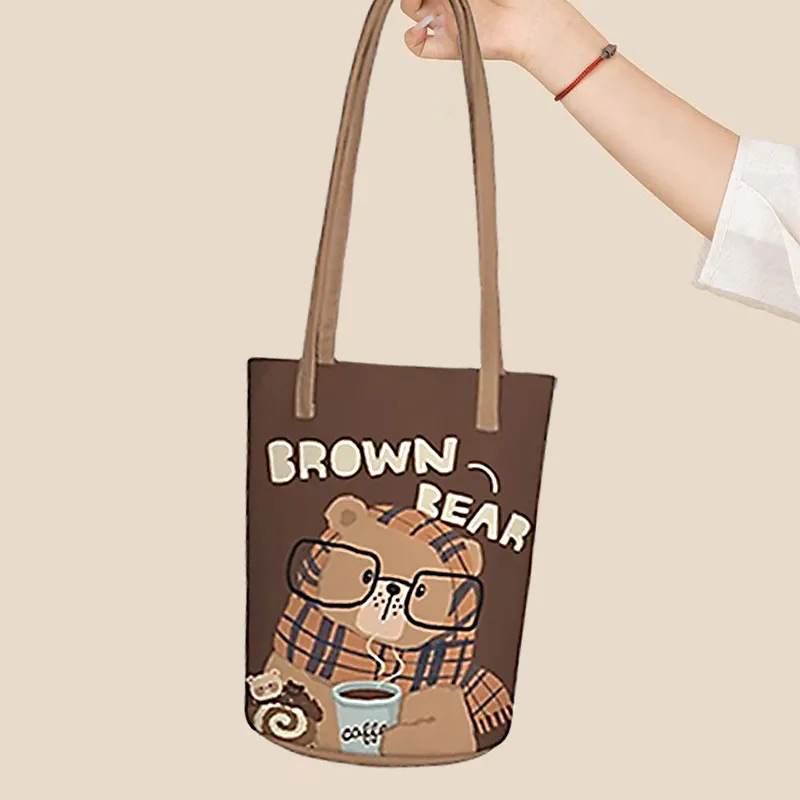 AOSONG Suede Tech Fabric Shoulder Bag Regular Unisex Warm Bear-3