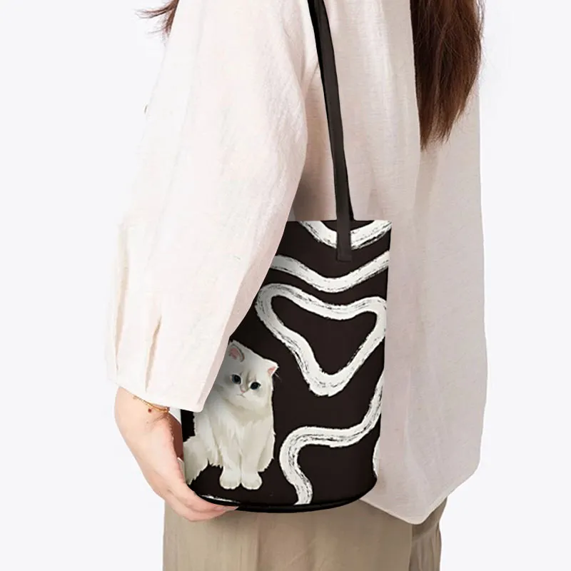 AOSONG Suede Tech Fabric Shoulder Bag Unisex Black/White-3