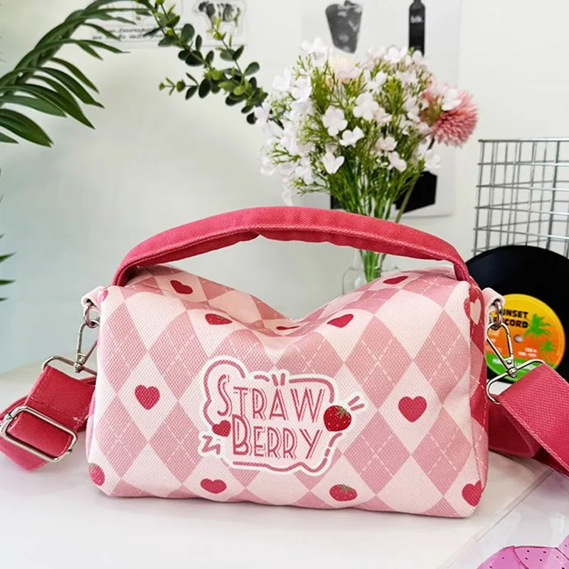 AOSONG Suede Tech Fabric Shoulder Bag Crossbody Bag Handbag Women's Spring Strawberry-2