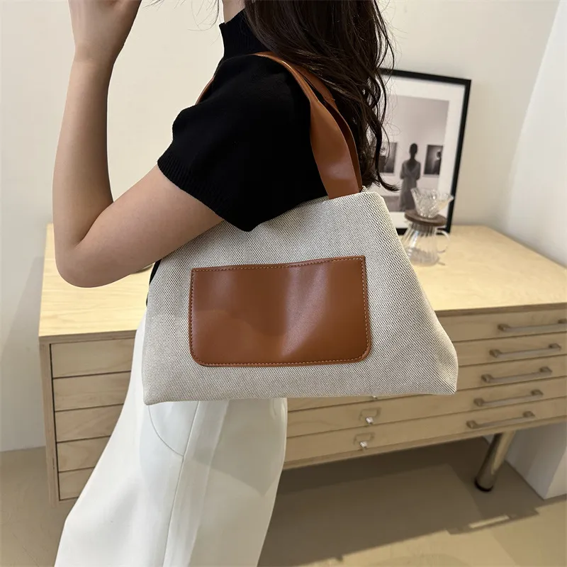 AOSONG Canvas Handbag Regular Unisex Yellow/Coffee/Black/Brown-16