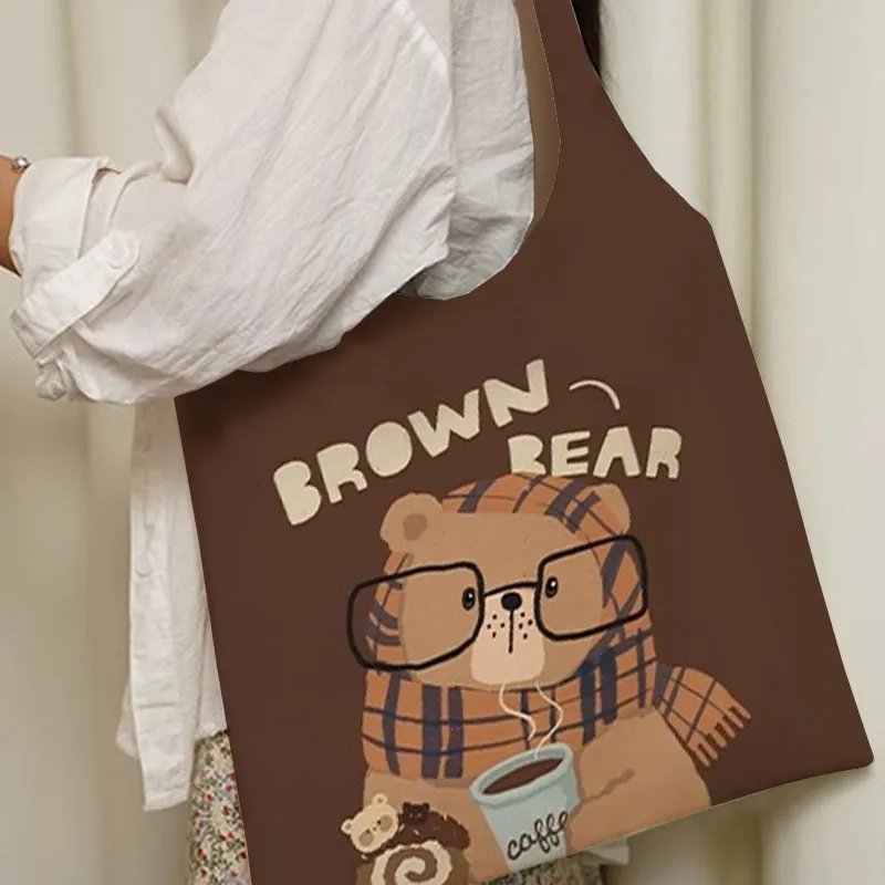 AOSONG Suede Tech Fabric Shoulder Bag Regular Unisex Warm Bear-3