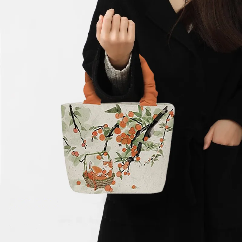 AOSONG Suede Technology Fabric Shoulder Bag, Crossbody Bag, Handbag Women's White Orange-2
