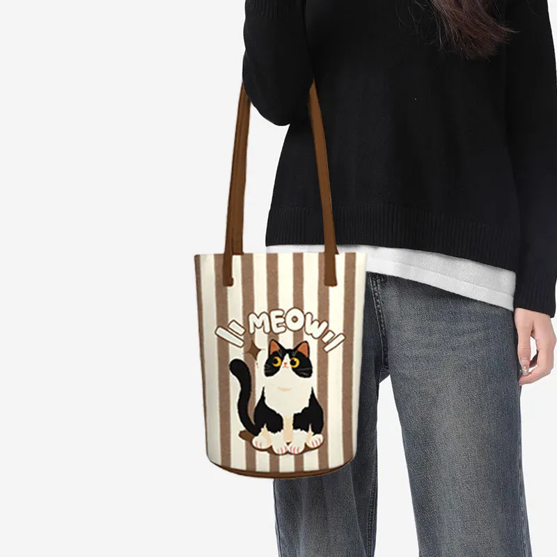 AOSONG Suede Tech Fabric Shoulder Bag Regular Unisex Black & White & Coffee-2