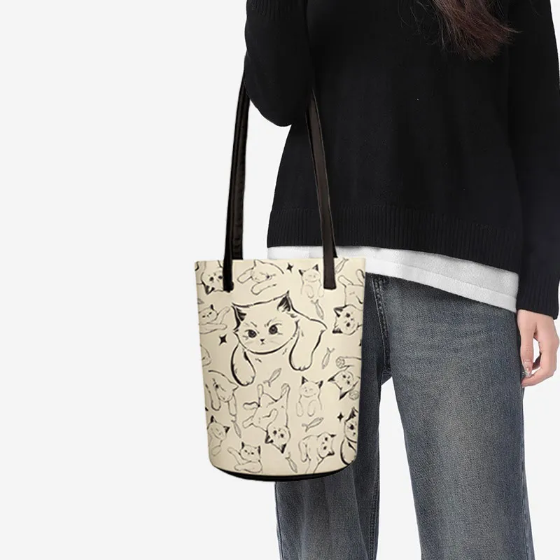 AOSONG Suede Tech Fabric Shoulder Bag Regular Women's Black Ecru-2
