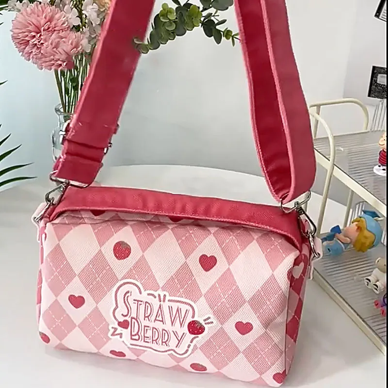 AOSONG Suede Tech Fabric Shoulder Bag Crossbody Bag Handbag Women's Spring Strawberry-3
