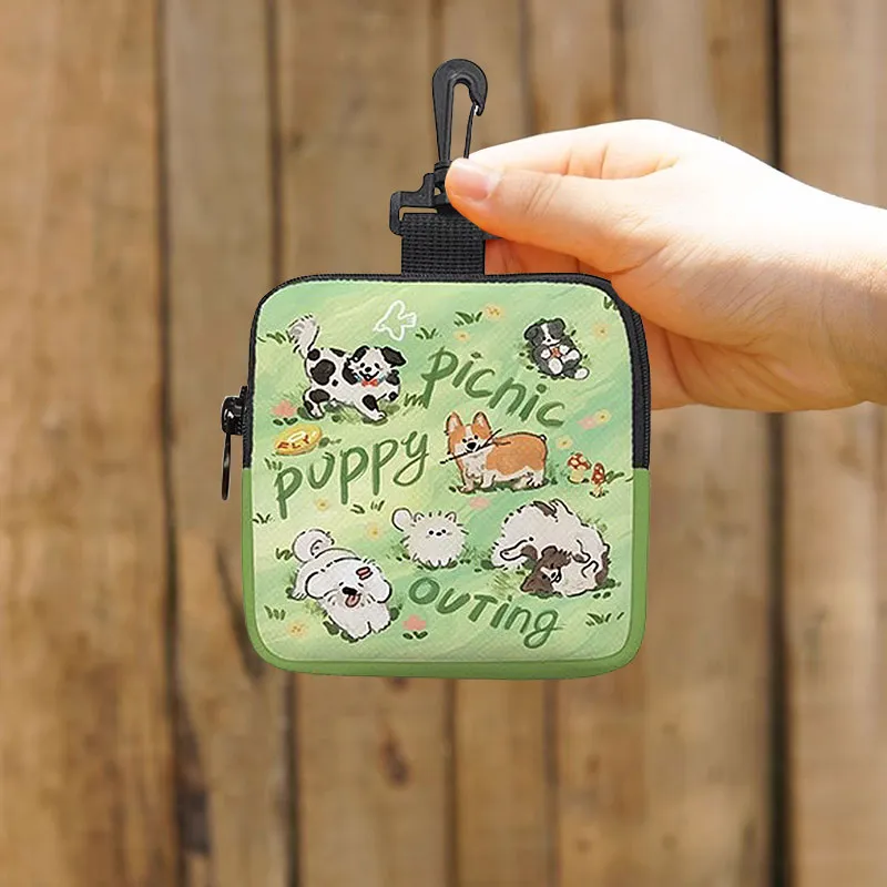 AOSONG Suede Tech Fabric Coin Purse Unisex Woof Woof Picnic Party-3