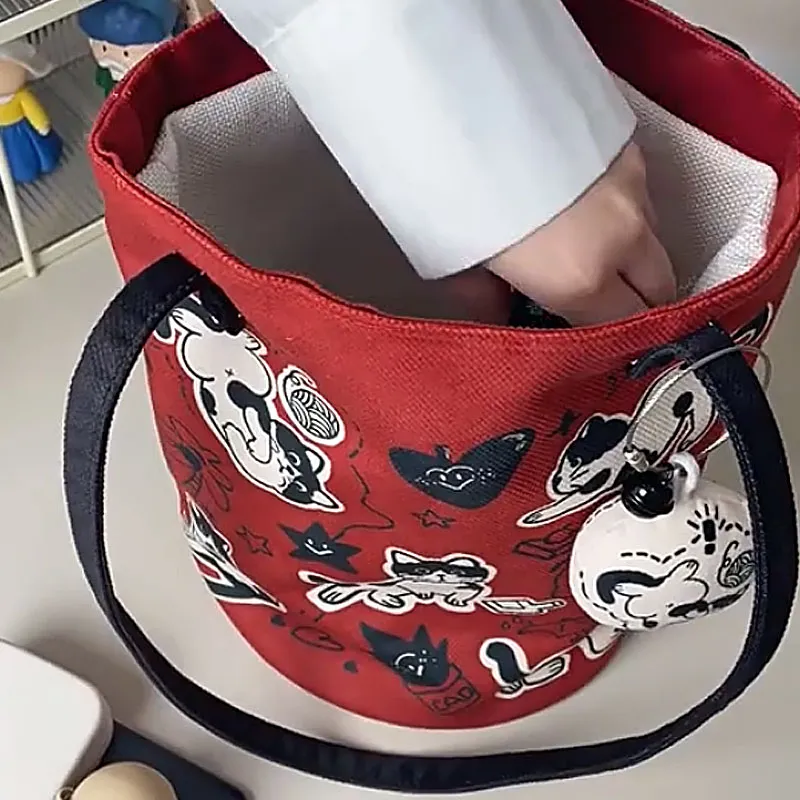 AOSONG Suede Technology Fabric Bucket Bag, Handbag, Shoulder Bag Women's Red-5