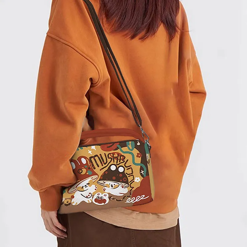 AOSONG Suede Technical Fabric Handbag Crossbody Bag Unisex Yellow Mushroom Rabbit-4