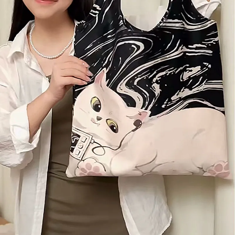 AOSONG Suede Tech Fabric Shoulder Bag Regular Unisex Pull String Cat-1