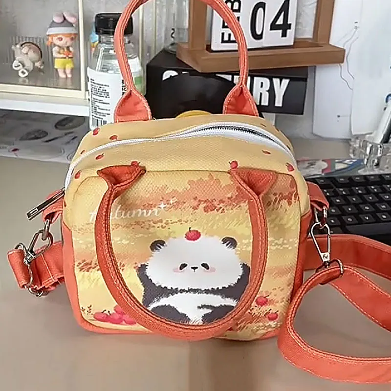 AOSONG Suede Tech Fabric Crossbody Bag Unisex Orange-Yellow Multicolor-3