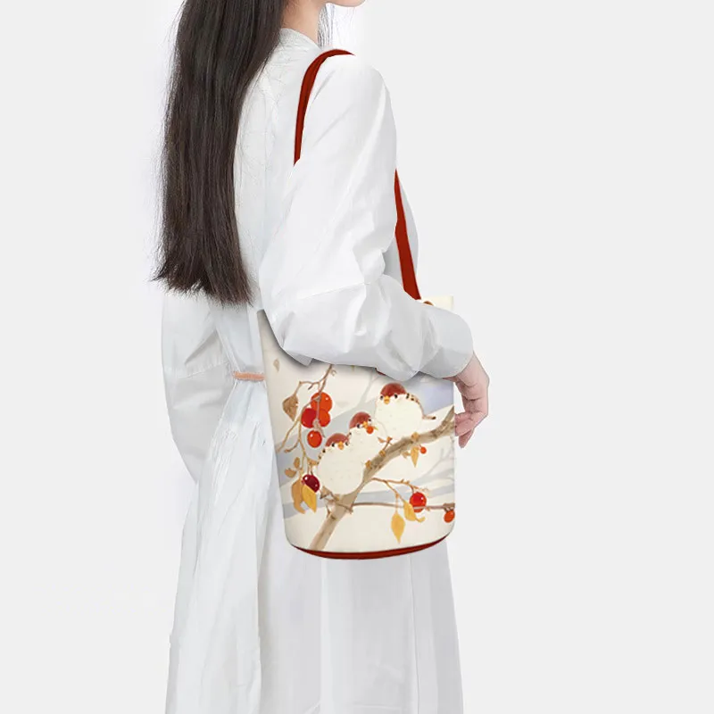AOSONG Suede Tech Fabric Bucket Bags Shoulder Bags Regular Women's Sparrow Chirp Chirp-3