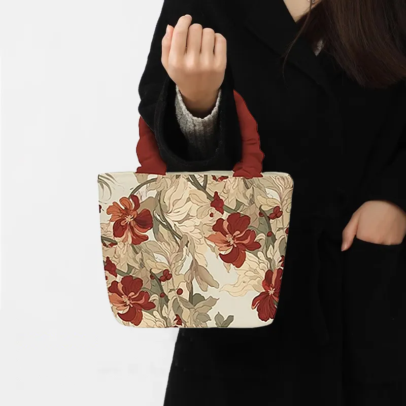 AOSONG Suede Tech Fabric Handbag Regular Unisex Red-1