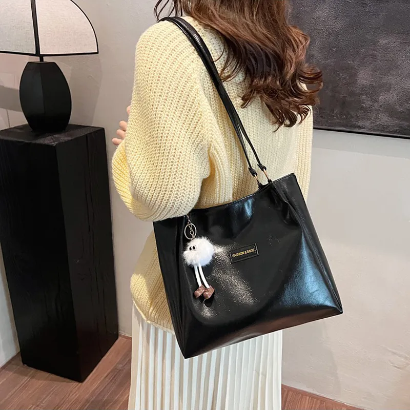 AOSONG PU Shoulder Bag Regular Unisex Black/Coffee/Brown-11