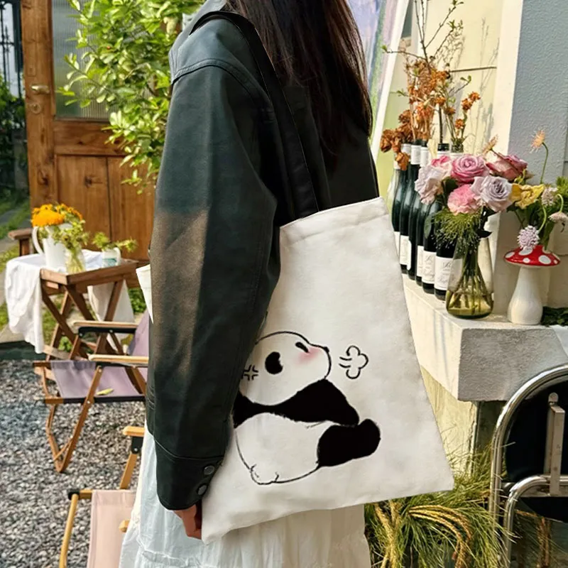 AOSONG Suede Tech Fabric Handbag Shoulder Bag Regular Unisex White Panda-6