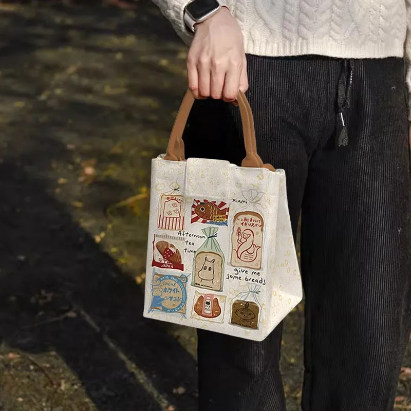 AOSONG Suede Tech Fabric Handbag Unisex Bread Lunch Box-4