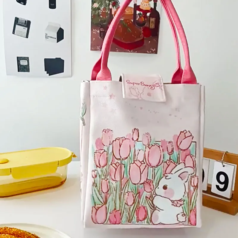 AOSONG Suede Tech Fabric Handbag Regular Women's A Sea Of Tulip Flowers-4