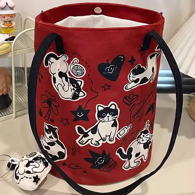 AOSONG Suede Technology Fabric Bucket Bag, Handbag, Shoulder Bag Women's Red-3