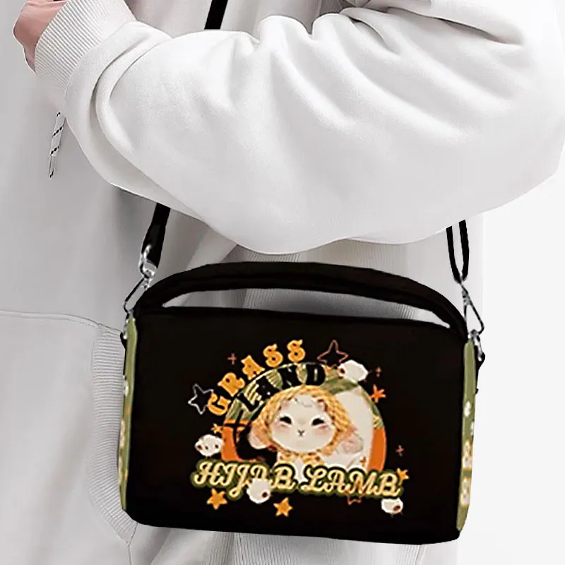 AOSONG Suede Tech Fabric Crossbody Bag Regular Unisex Black/Green/Orange-3