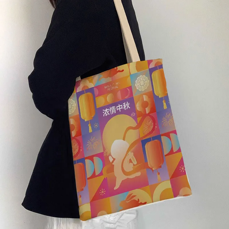 AOSONG Canvas Bag, Tote Bag, Shopping Bag, Handbag, Shoulder Bag Regular Unisex Multicolor-2