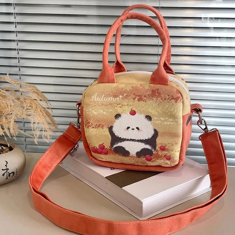AOSONG Suede Tech Fabric Crossbody Bag Unisex Orange-Yellow Multicolor-2