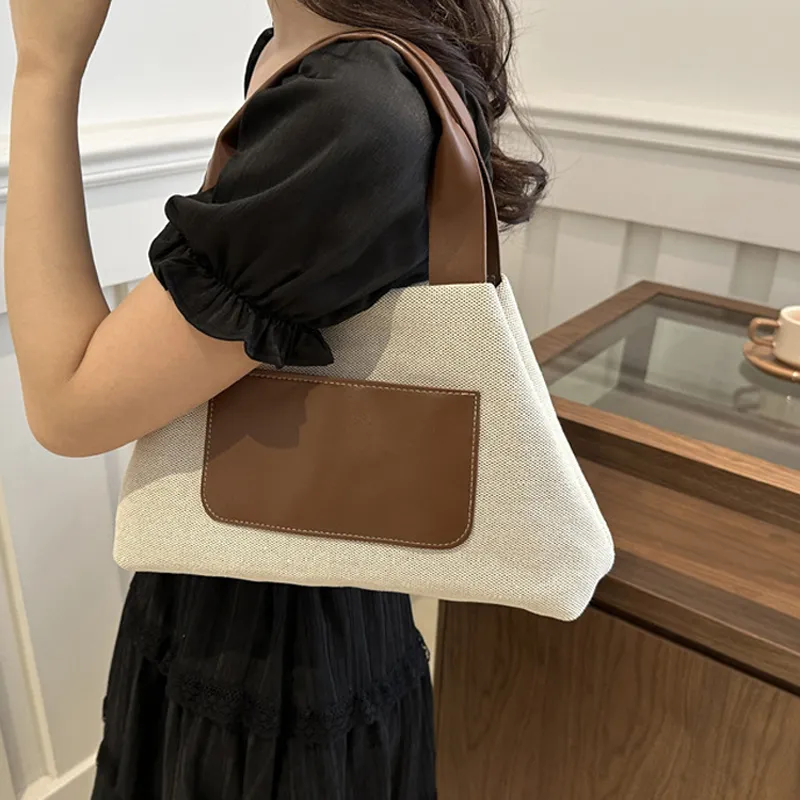 AOSONG Canvas Handbag Regular Unisex Yellow/Coffee/Black/Brown-13
