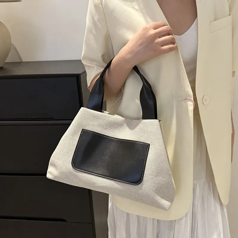 AOSONG Canvas Handbag Regular Unisex Yellow/Coffee/Black/Brown-1