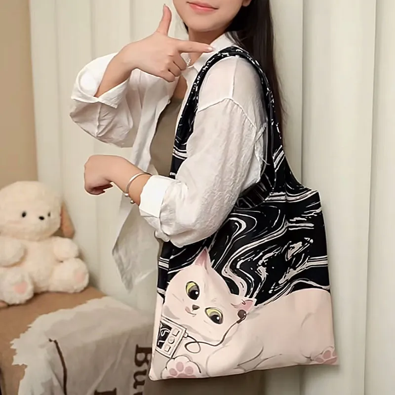 AOSONG Suede Tech Fabric Shoulder Bag Regular Unisex Pull String Cat-2
