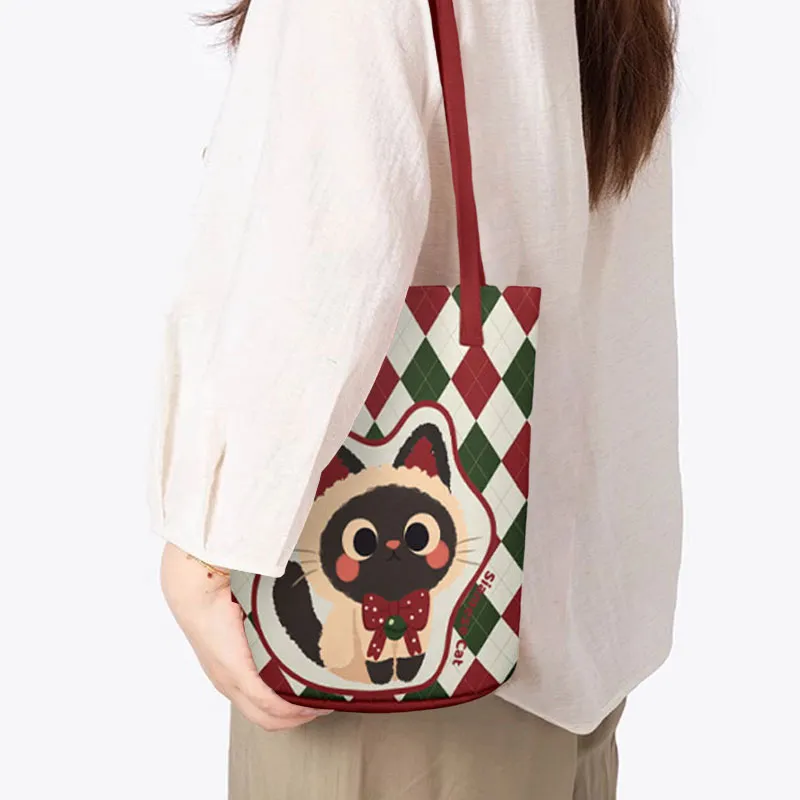 AOSONG Suede Tech Fabric Shoulder Bag Regular Women's Green/Red/Light Gray-4