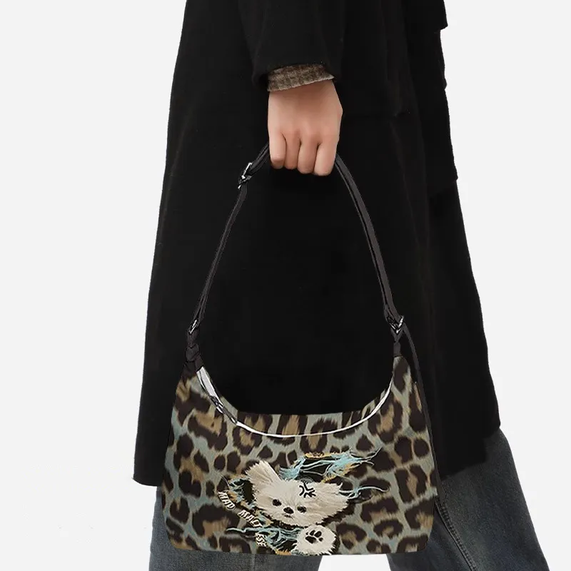 AOSONG Suede Technology Fabric Shoulder Bag Unisex Black-4
