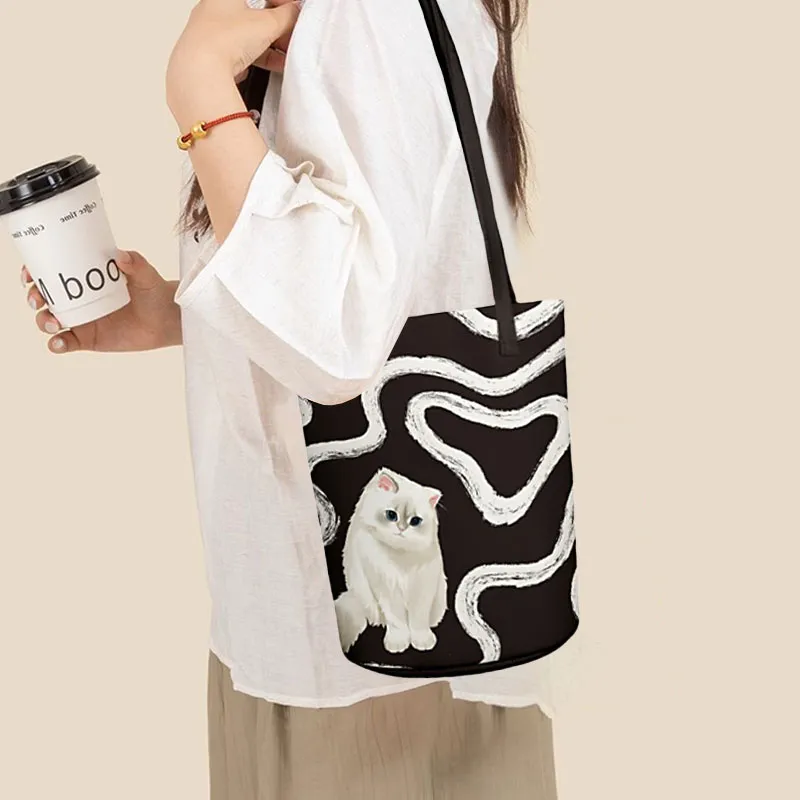 AOSONG Suede Tech Fabric Shoulder Bag Unisex Black/White-4