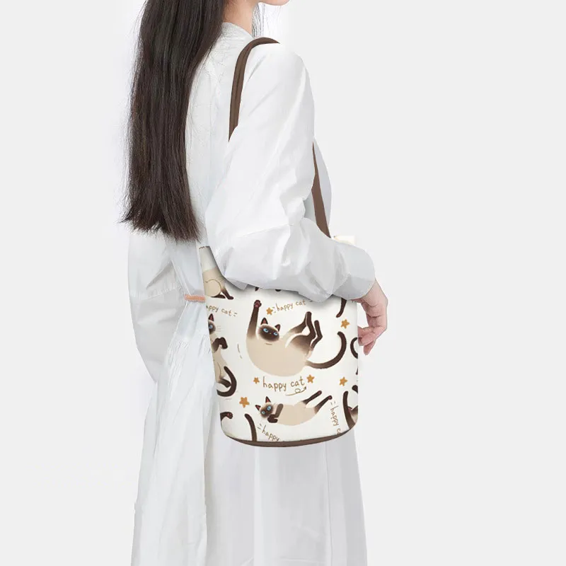 AOSONG Suede Tech Fabric Shoulder Bag Unisex Logical Cat-1