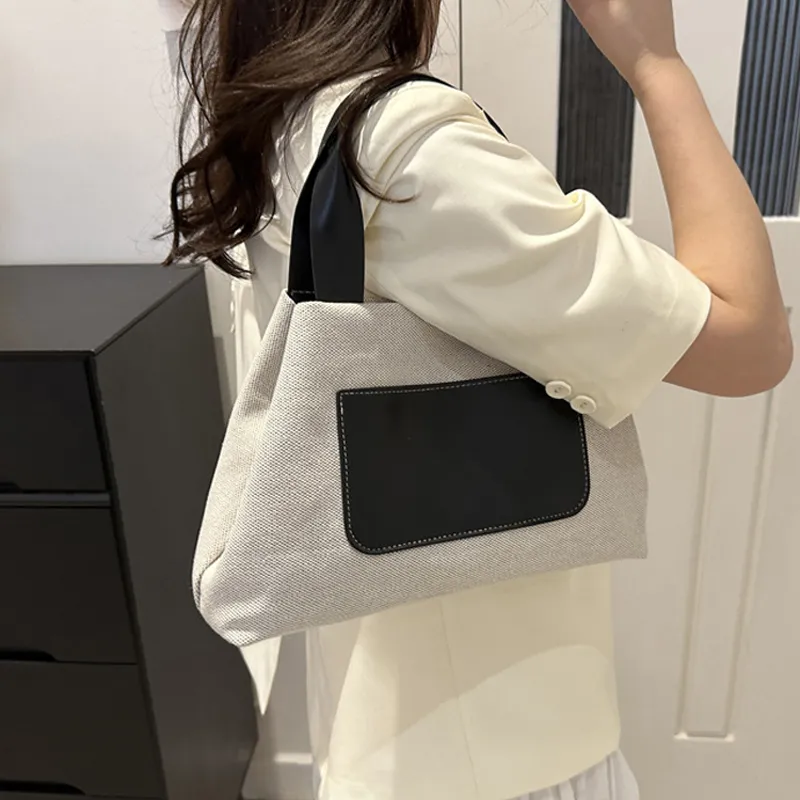AOSONG Canvas Handbag Regular Unisex Yellow/Coffee/Black/Brown-2