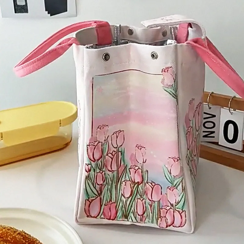 AOSONG Suede Tech Fabric Handbag Regular Women's A Sea Of Tulip Flowers-3