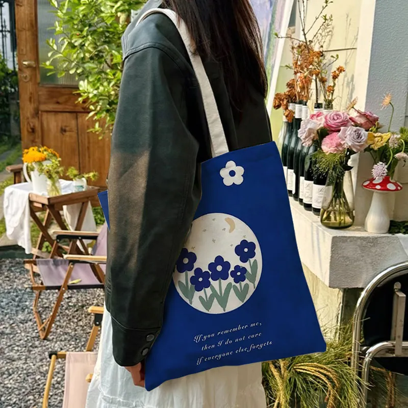 AOSONG Canvas Bag, Tote Handbag Small Medium Large Size Unisex Klein Blue-4