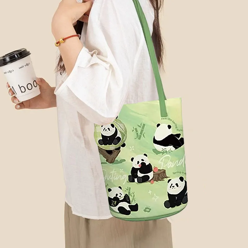 AOSONG Suede Tech Fabric Shoulder Bag Unisex Panda In The Spring Green-15
